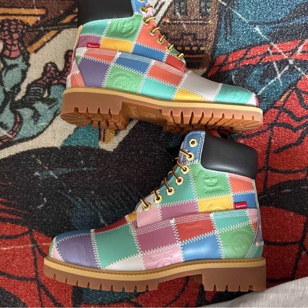 Supreme Timberlands Colorful Patchwork Boots NWT - image 1